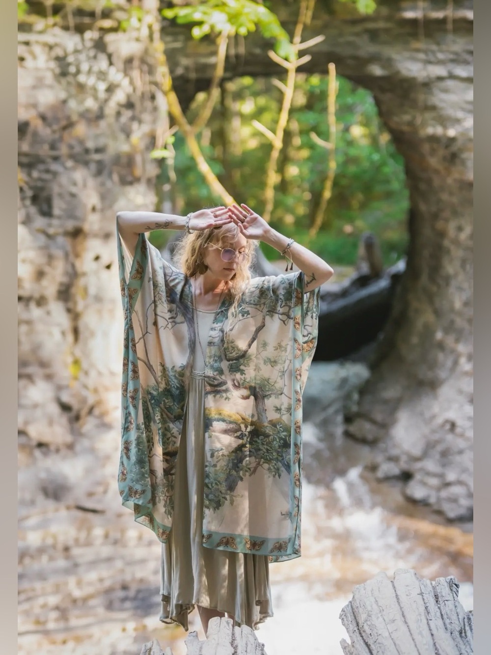 Market of Stars Earth & Sky Starduster Kimono Woodland Boho NWT Fairycore - Picture 10 of 14